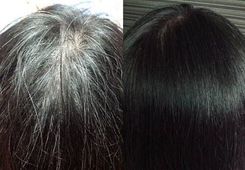 Mái tóc được phủ đen một cách dễ dàng, các sợi tóc mới mọc lên đen bóng tự nhiên hơn sau khi dùng tinh chất hà thủ ô